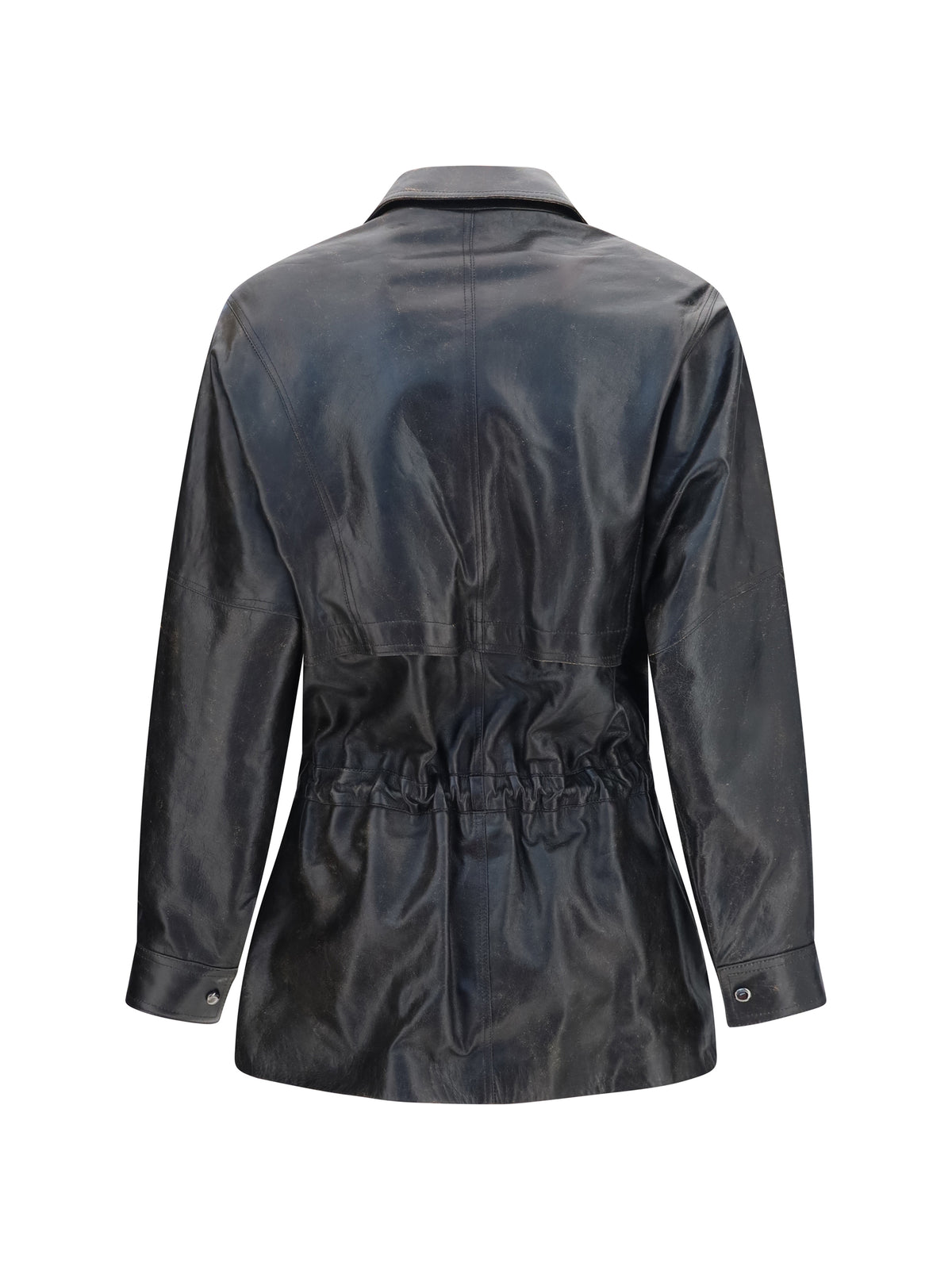 Magda Butrym Vintage leather Jacket with drawstring - Vntg Black