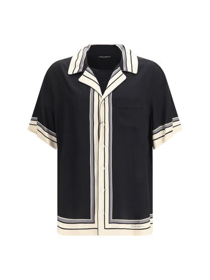 DOLCE & GABBANA Hawaii Shirt with logo and striped print