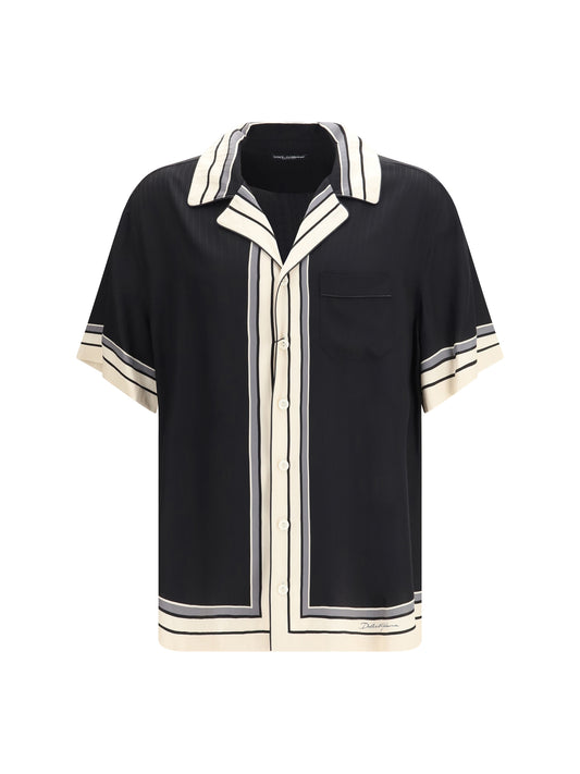 DOLCE & GABBANA Hawaii Shirt with logo and striped print