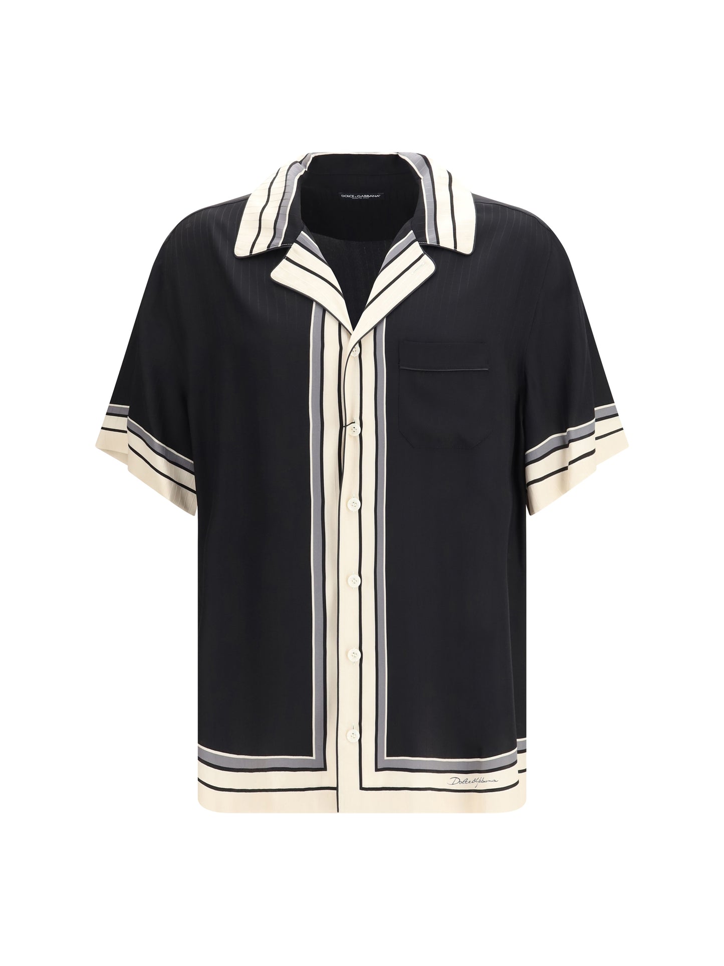 DOLCE & GABBANA Hawaii Shirt with logo and striped print