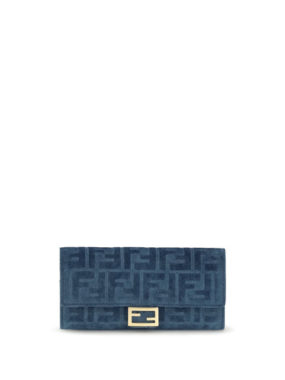 FENDI FF denim Clutch Bag