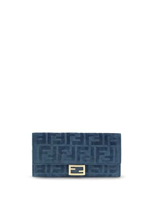 FENDI FF denim Clutch Bag