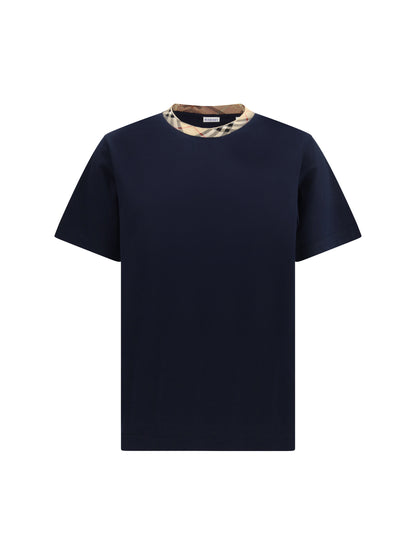 BURBERRY Cotton T-shirt with Check neckline