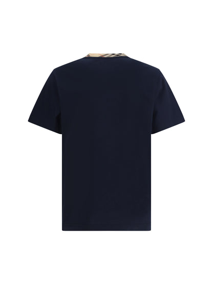 BURBERRY Cotton T-shirt with Check neckline
