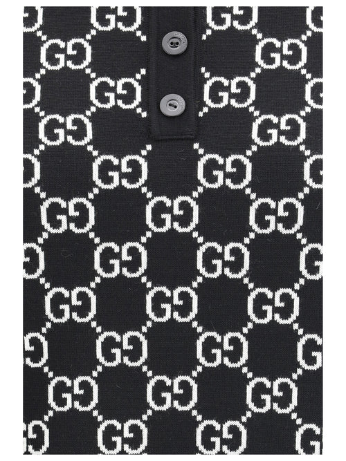 Gucci GG wool jacquard Polo Top - Black/White