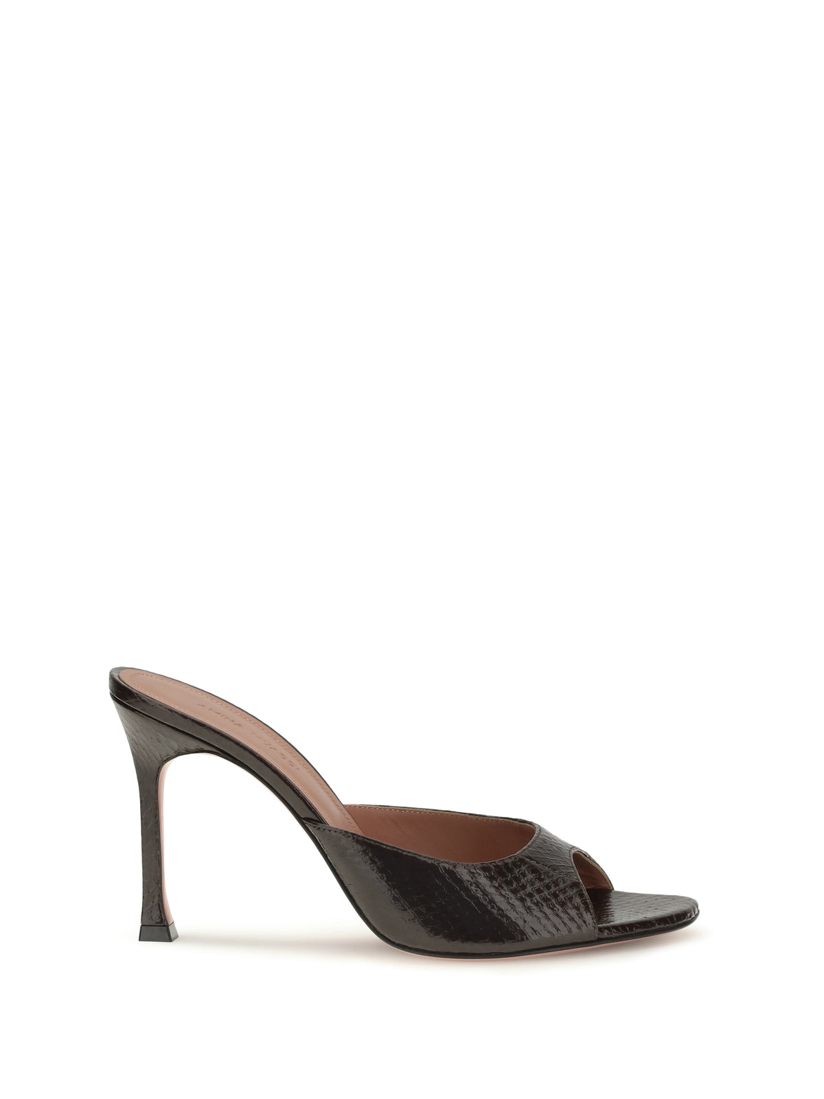 Amina Muaddi Alexa Croc-Effect Sandals - Shiny Coffee Snake