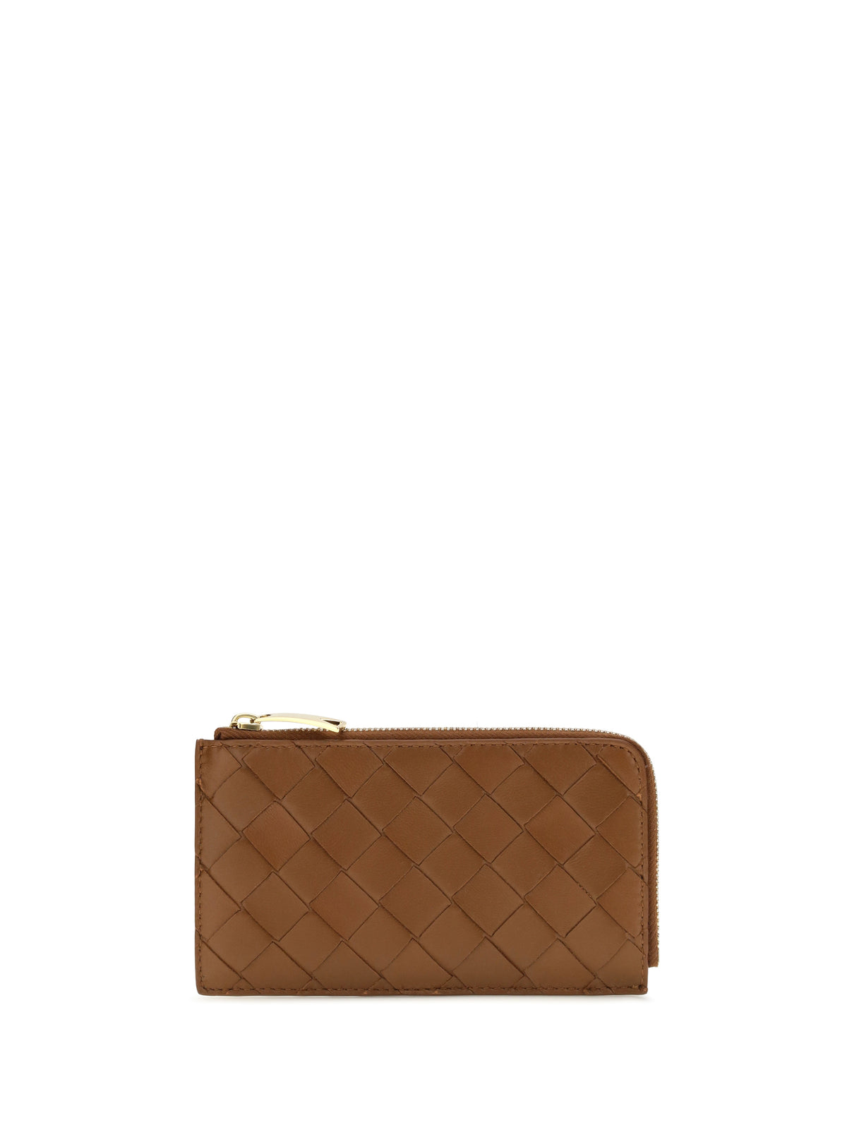Bottega Veneta Intrecciato zip Card Holder - Tannin-Gold