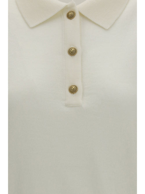 Balmain Wool Polo with vintage buttons - Blanc