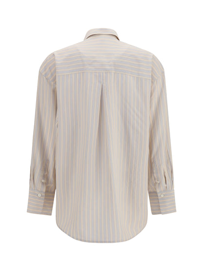 Toteme Oversized striped Shirt in cotton - Yellow/Sky
