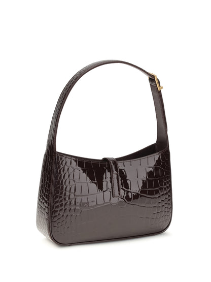SAINT LAURENT 5 À 7 Shoulder Bag in crocodile-embossed patent leather