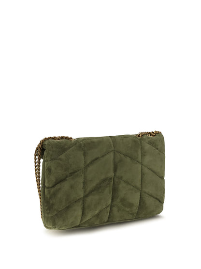 Saint Laurent LouLou Puffer Toy suede Shoulder Bag - New Juniper