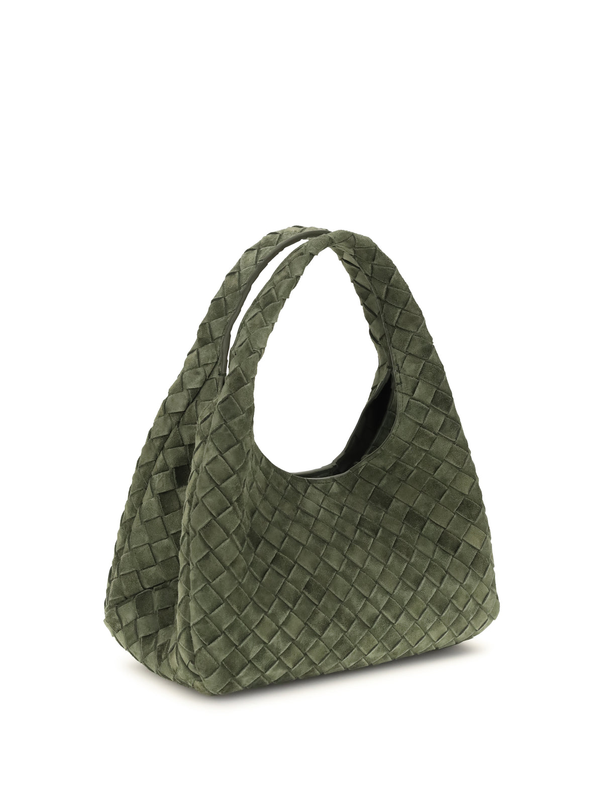 Bottega Veneta Small Campana Shoulder Bag - Green Tweed-M Brass