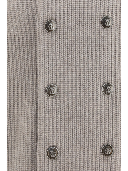 Brunello Cucinelli Marina Cardigan in English Rib Cashmere - Roccia