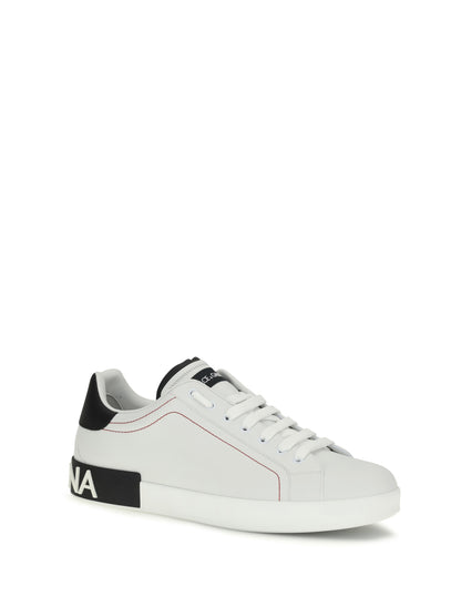 Dolce & Gabbana Portofino leather Sneakers - White/Black