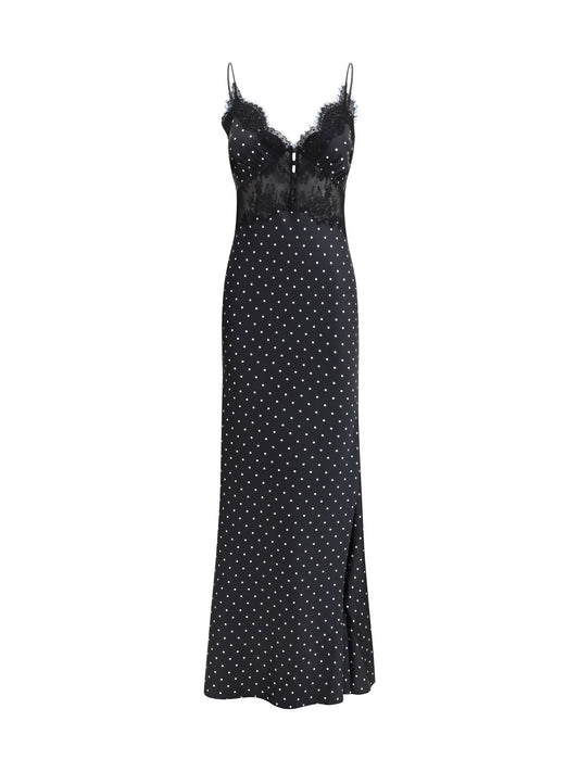 SELF-PORTRAIT Polka dot satin maxi Dress