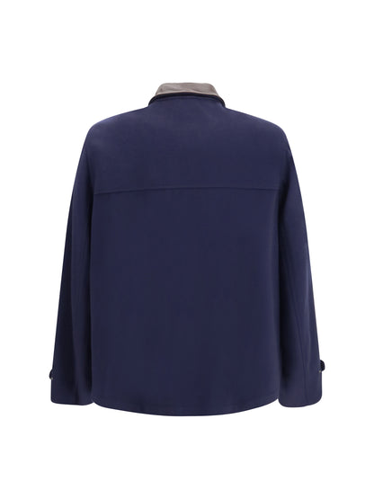 Brunello Cucinelli Virgin wool Jacket withnappa inserts - Blue