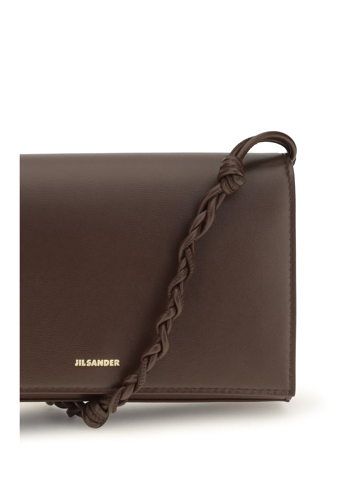 Jil Sander Tangle Wallet with shoulder strap - Dark Earth