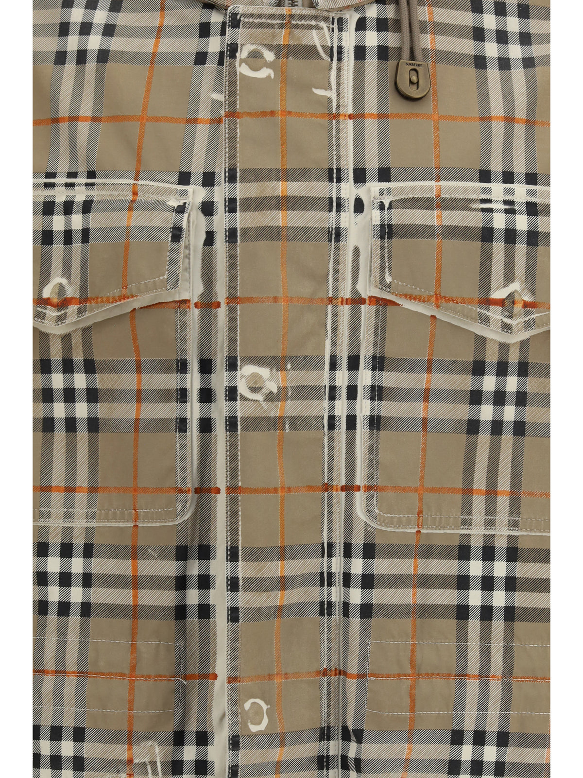 Burberry Gabardine Parka with faded Check print - Taupe
