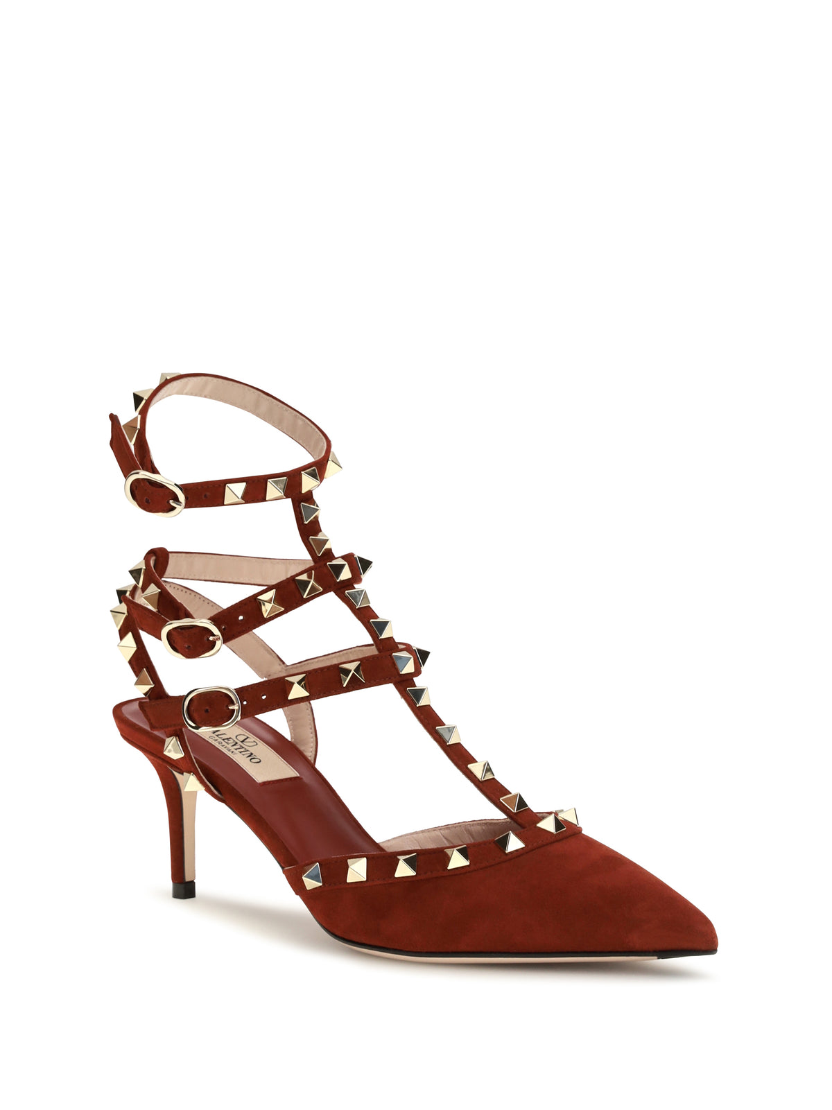 Valentino Garavani Rockstud suede Pumps - Russet Red