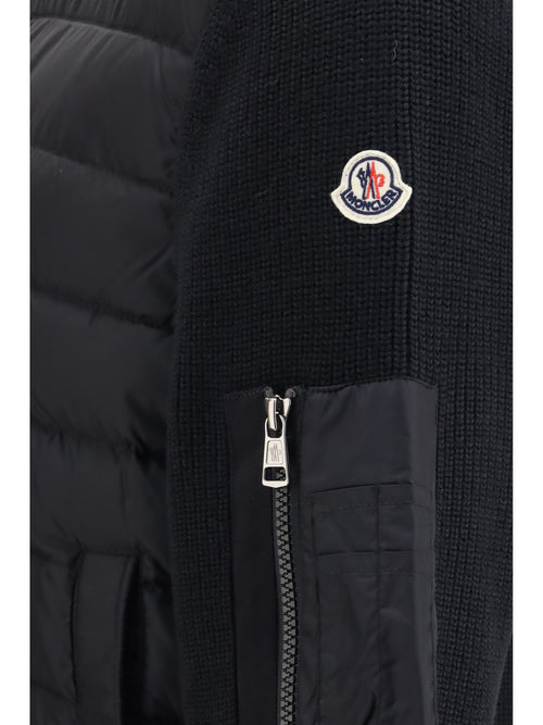 Moncler Cardigan with padded Hood - Black