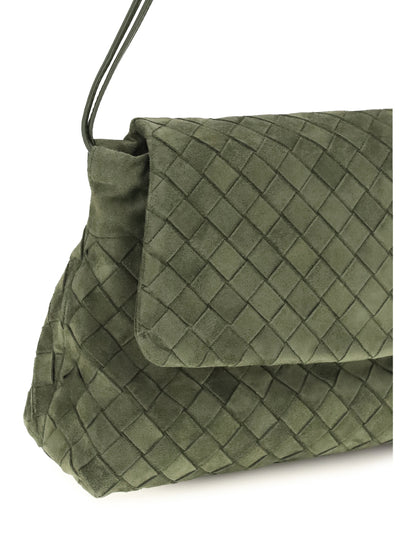Bottega Veneta Giorno Shoulder Bag - Green Tweed-Gold