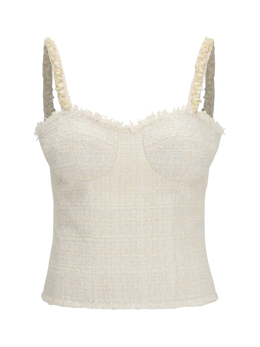 BALMAIN Tweed Top with pearl straps