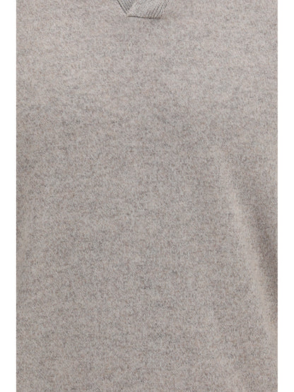 Brunello Cucinelli Mouliné cashmere knit Polo - Roccia+Ciottolo