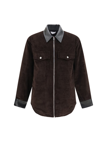 Bottega Veneta Corduroy Jacket with leather collar - Intense Carrubo