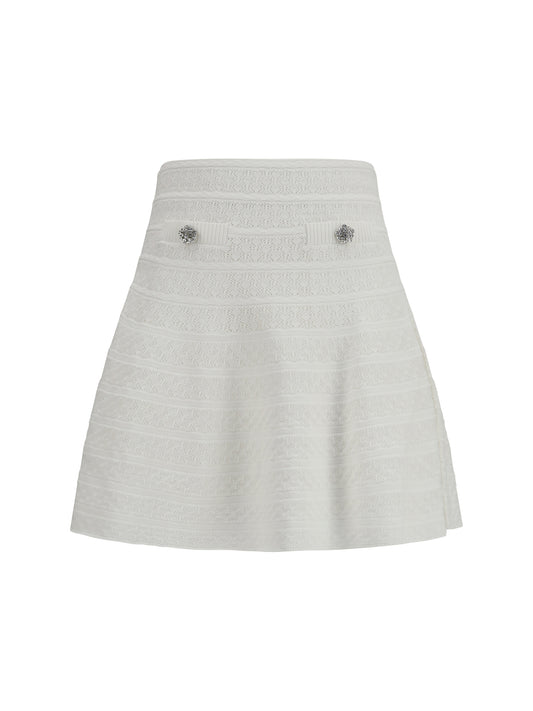 SELF-PORTRAIT Pointelle knit mini Skirt