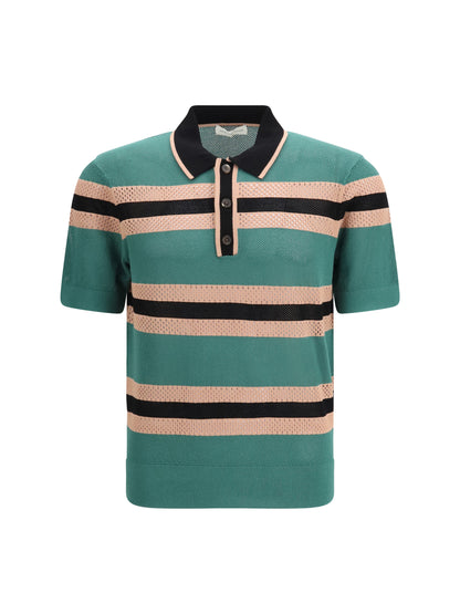 Dries Van Noten Striped Polo Shirt - Pine
