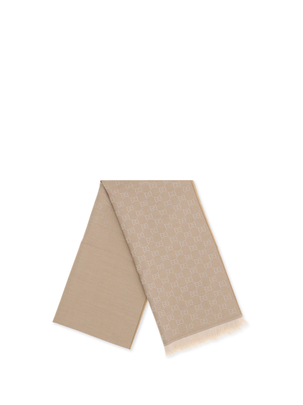 Gucci GG Supreme embroidered wool Scarf - Camel/Ivory