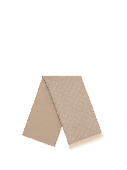 Gucci GG Supreme embroidered wool Scarf - Camel/Ivory