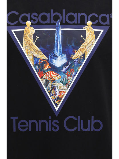 Casablanca Tennis Club Monde Perdu print T-shirt - Black
