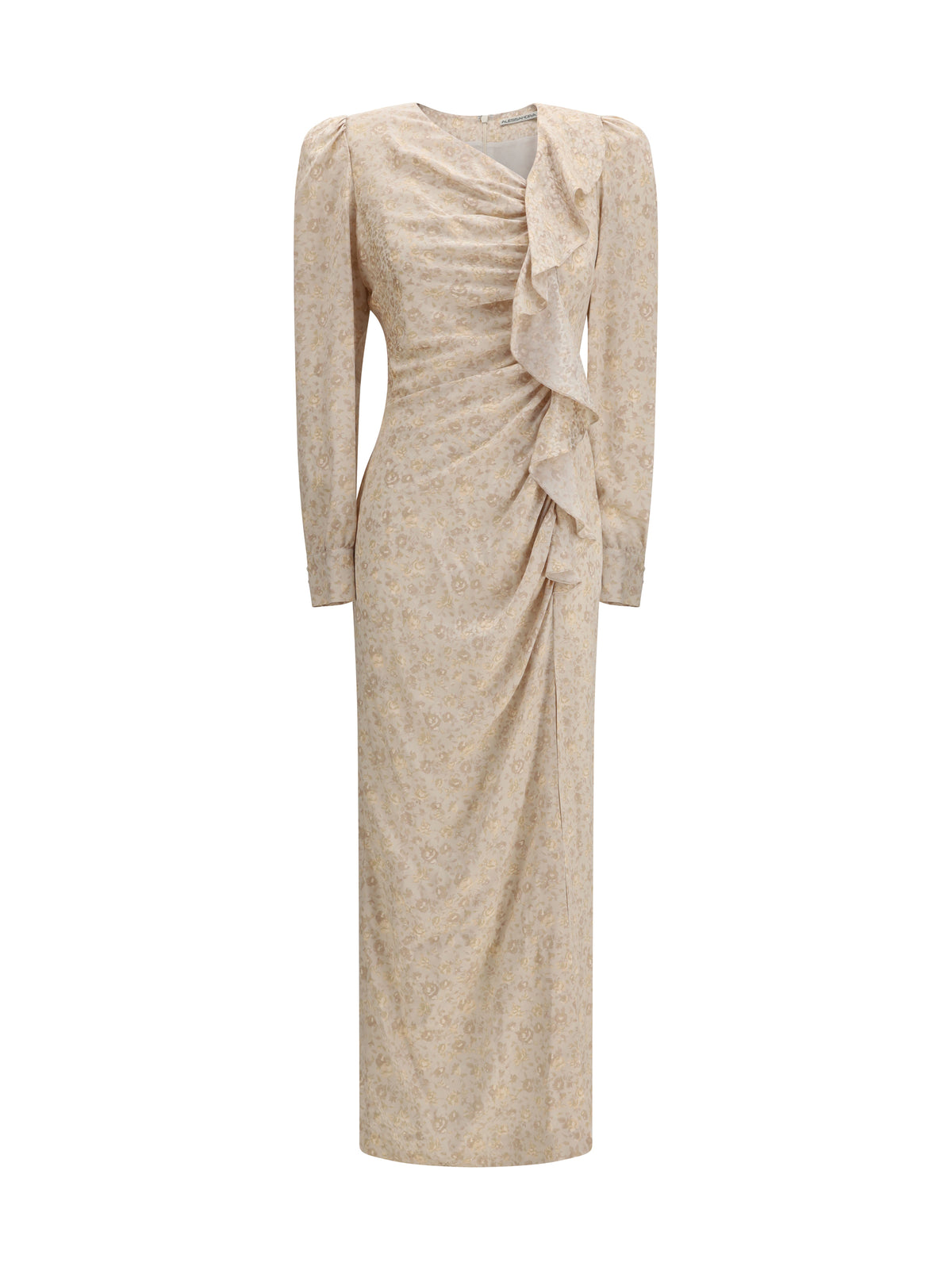 Alessandra Rich Jacquard draped Dress with flounces - Cream