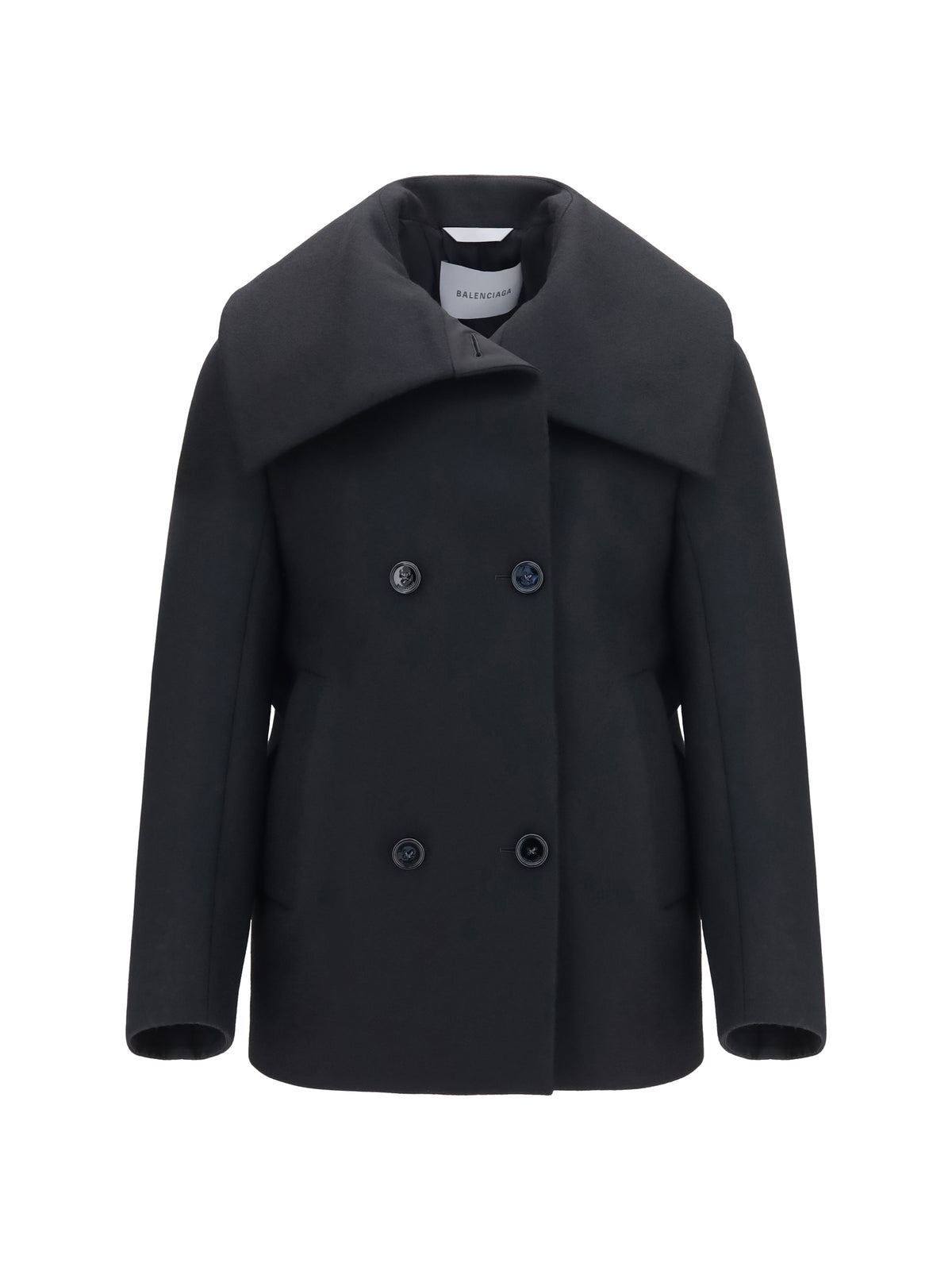Balenciaga Structured high-neck Peacoat - Black