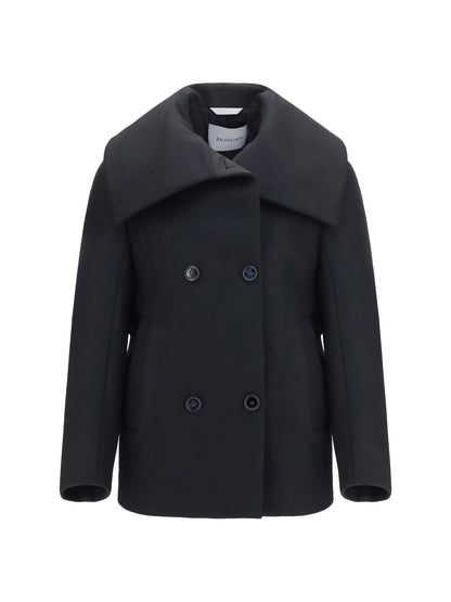 Balenciaga Structured high-neck Peacoat - Black