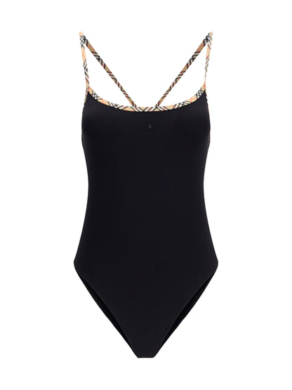 Burberry Check trim Swimsuit - Black