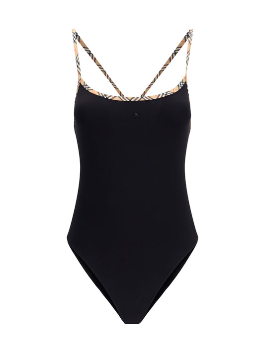 Burberry Check trim Swimsuit - Black