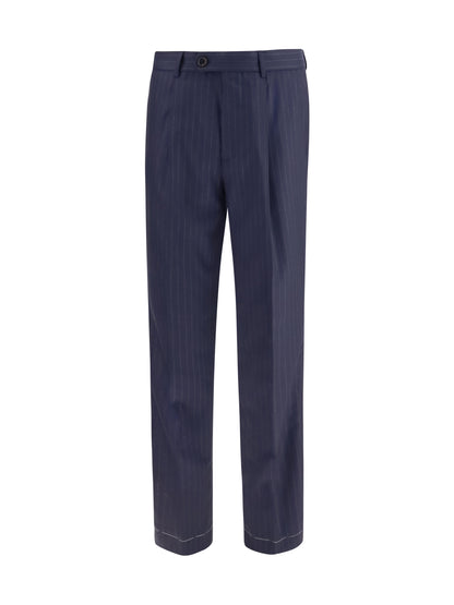 Brunello Cucinelli Virgin wool batavia pinstriped Pants - Navy