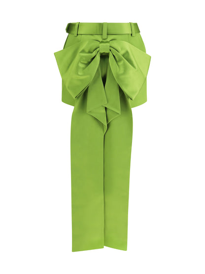 Self-Portrait Satin bow mini Skirt - Green