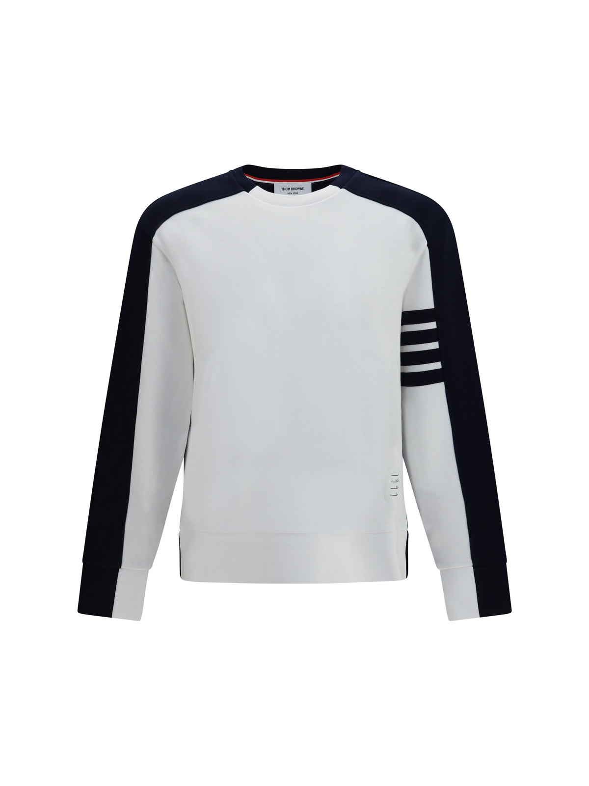 Thom Browne Colorblock Crewneck Sweatshirt with 4-bar detail - White /Navy