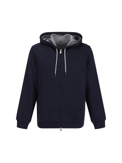 Brunello Cucinelli Monochrome Hoodie - Cobalto
