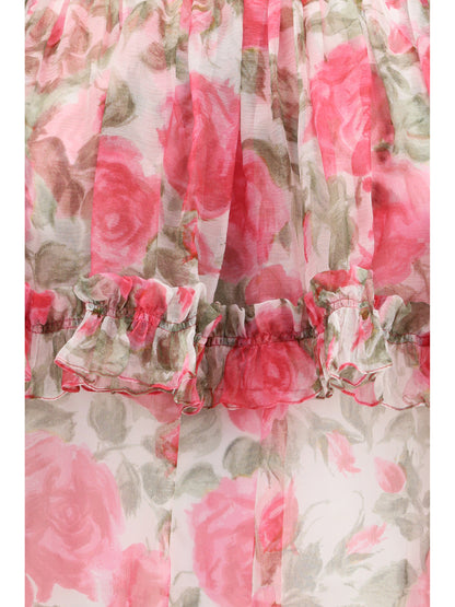 CHLOÉ Off-shoulder floral print silk Top
