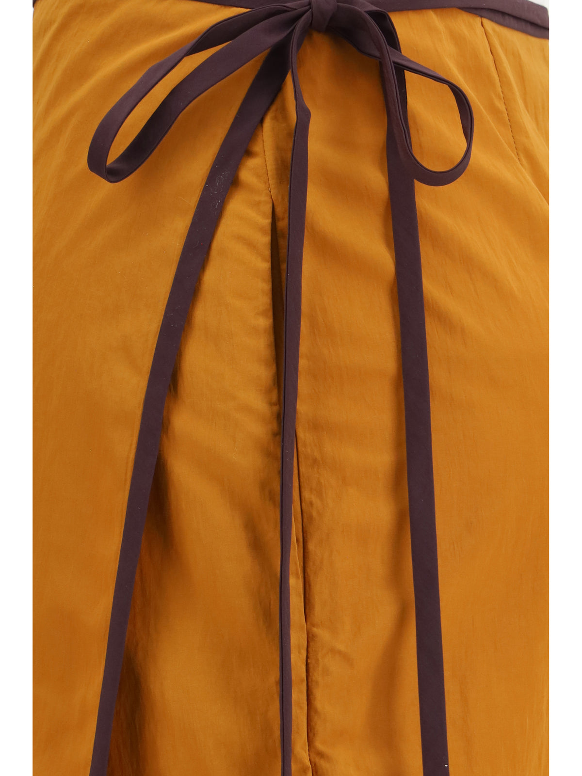 Saint Laurent Tie-detail colour-block Skirt - Teak