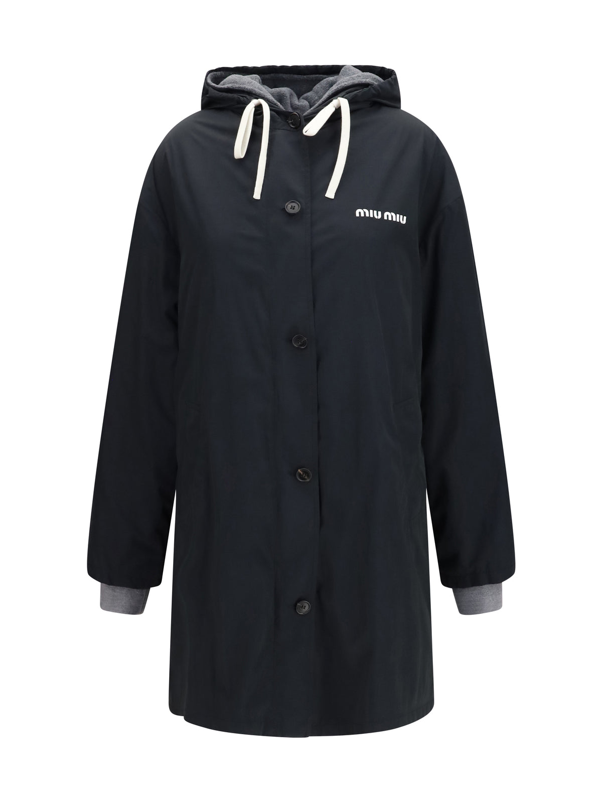 Miu Miu Panama and fleece single-breasted Peacoat - Black