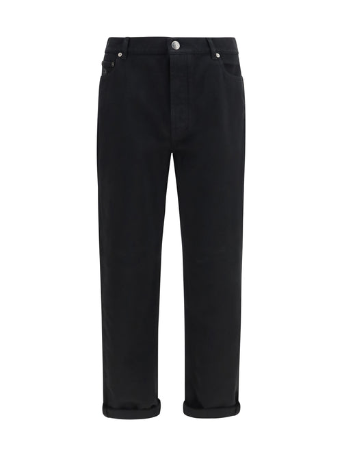 Brunello Cucinelli Garment-dyed five-pocket denim Pants - Black