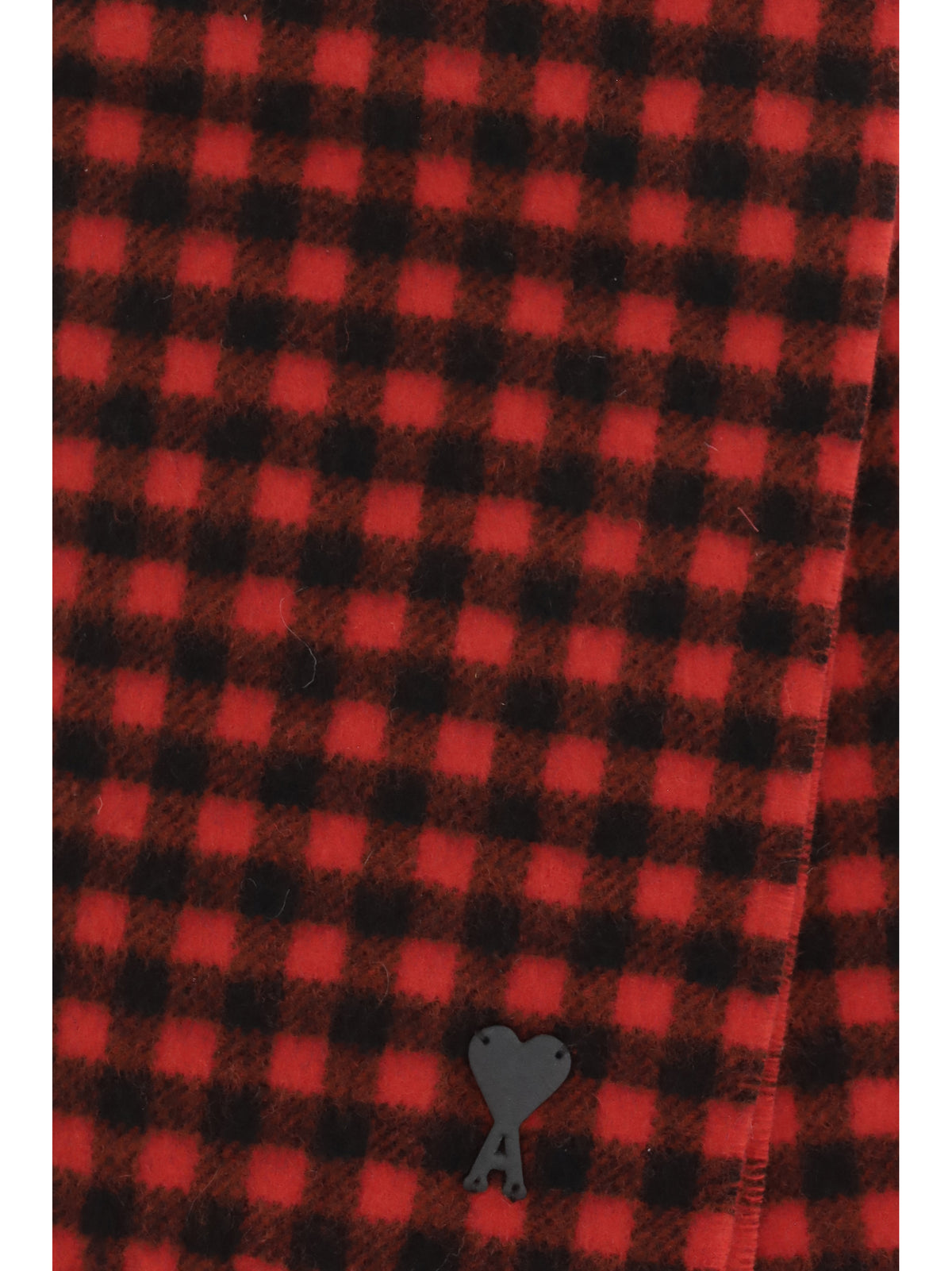 Ami Paris Ami de Coeur checked wool Scarf - Rouge Rubis/ Noir