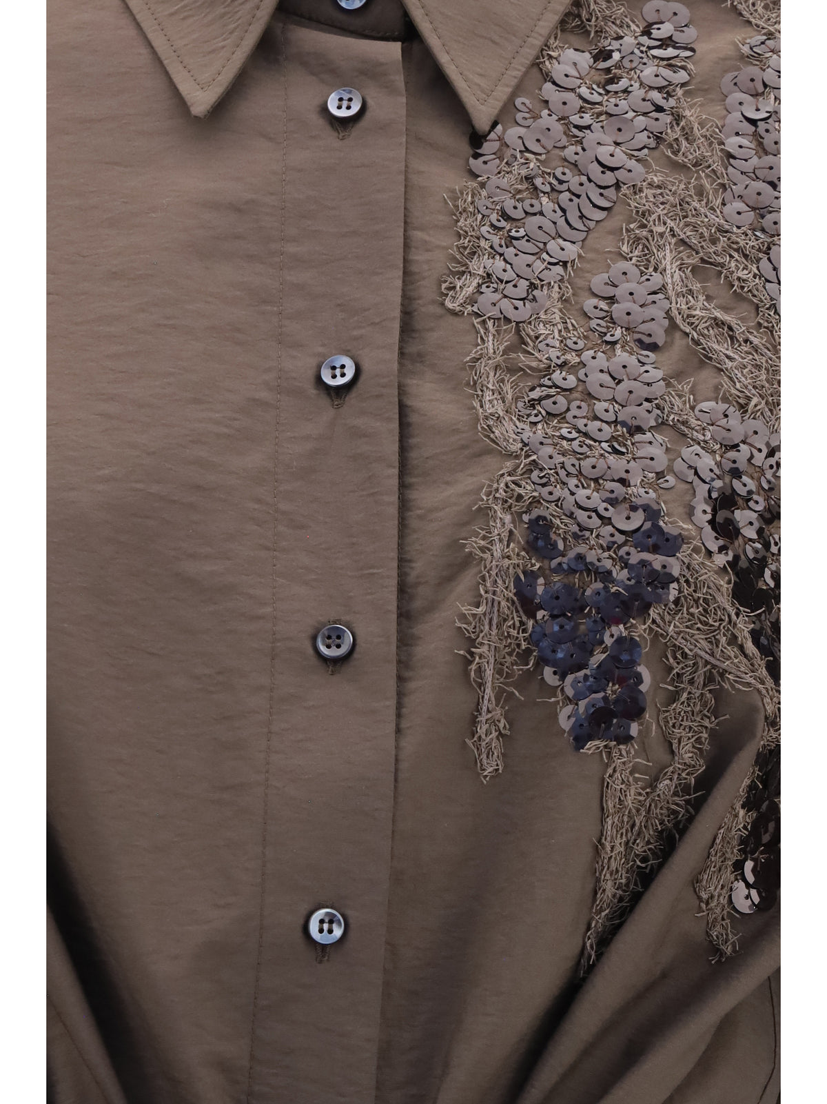 Brunello Cucinelli Sequined shirt Dress with belt - C8589