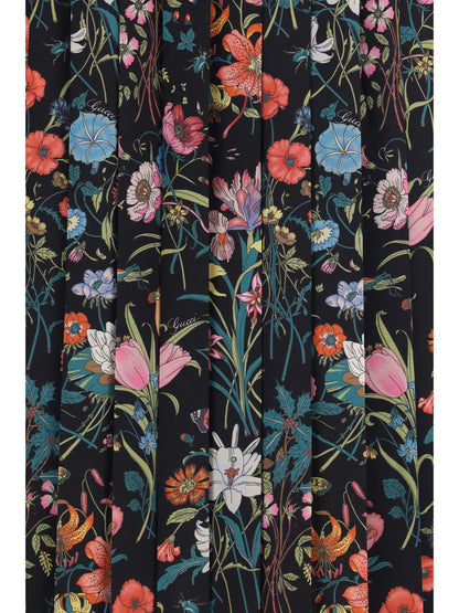 GUCCI Flora printed silk midi Skirt