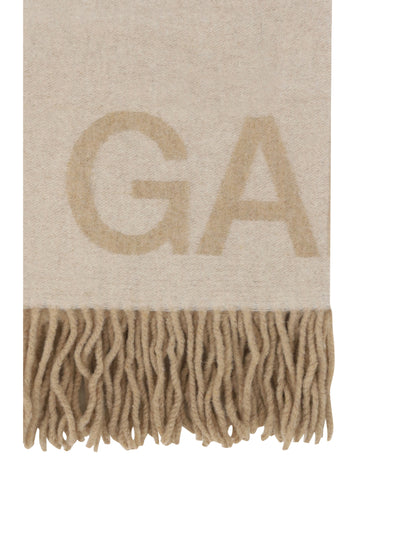 Ganni Fringed wool Scarf - Egret